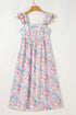 Ethereal Garden Bloom Square Neck Flutter Sleeve Backless A Line Maxi Dress